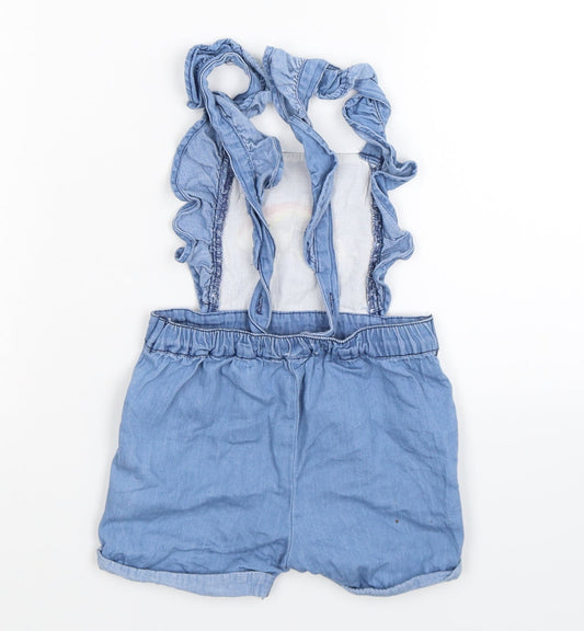 Matalan Girls Blue Denim Dungaree One-Piece Size 9-12 Months