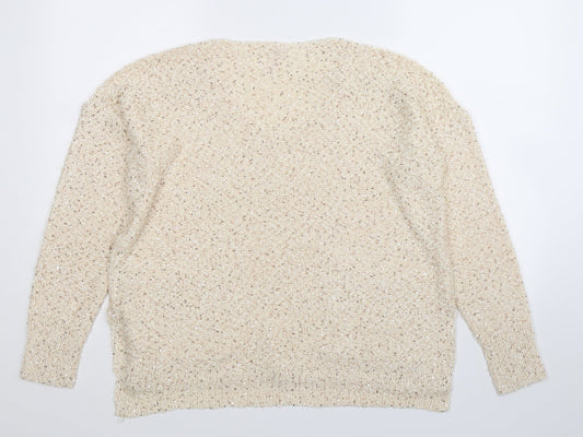 SWEEWE Womens Beige Knit Pullover Jumper One Size