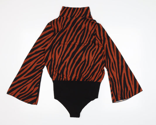 Quiz Womens Brown Animal Print Bodysuit One-Piece Size 10