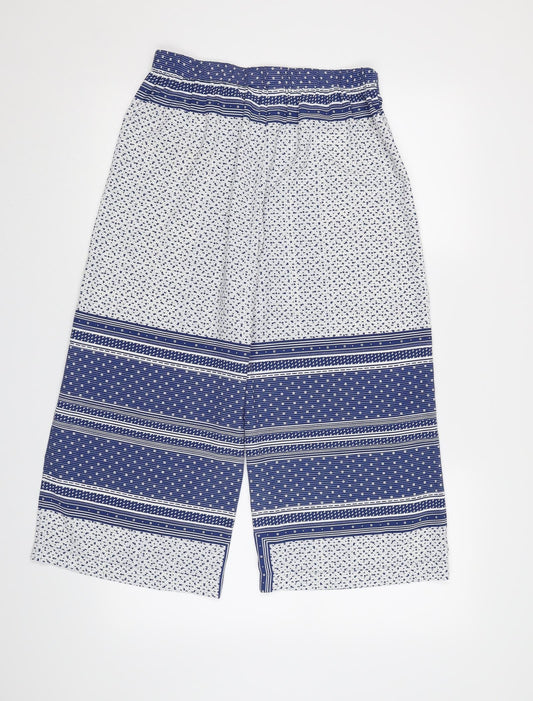 Dorothy Perkins Womens Blue Geometric Cropped Trousers Size 10 L20 in