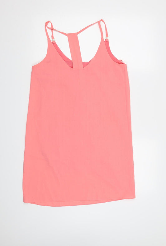 New Look Womens Pink Chiffon A-Line Size 10