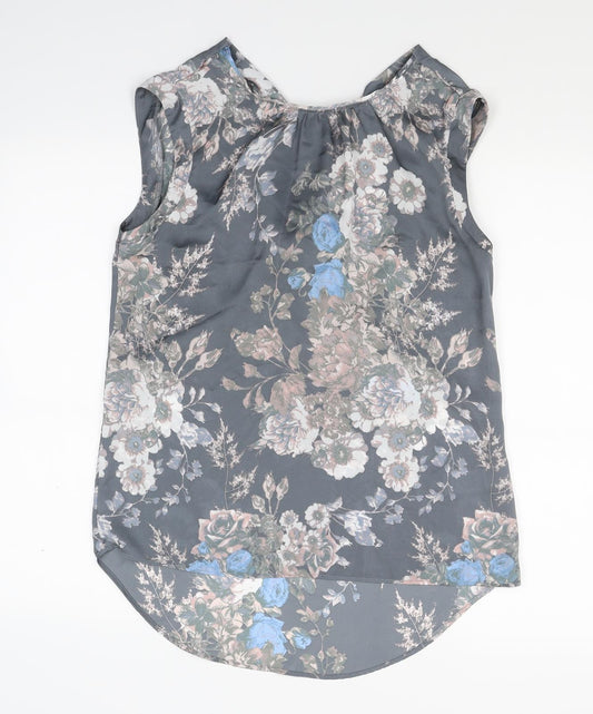 NEXT Womens Grey Floral Basic Blouse Size 10