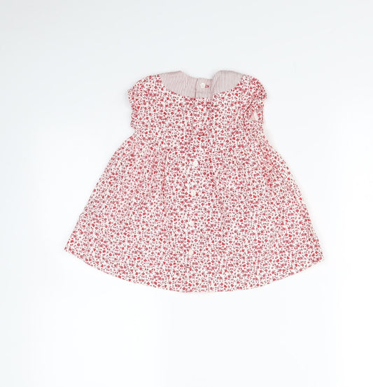 Preworn Girls Red Floral Fit & Flare Size 9-12 Months
