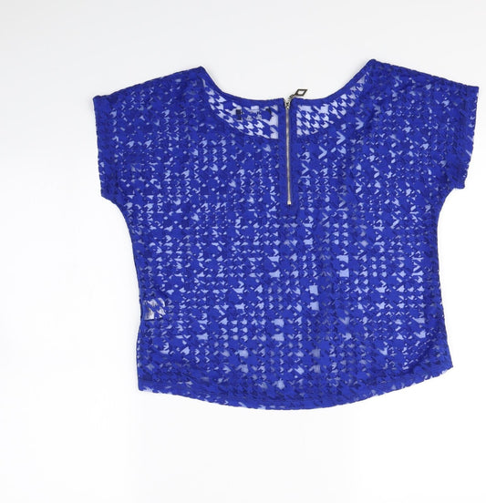 Select Womens Blue Cropped T-Shirt Size 10