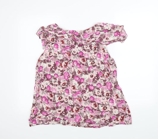 M&Co Womens Pink Floral Basic T-Shirt Size 18