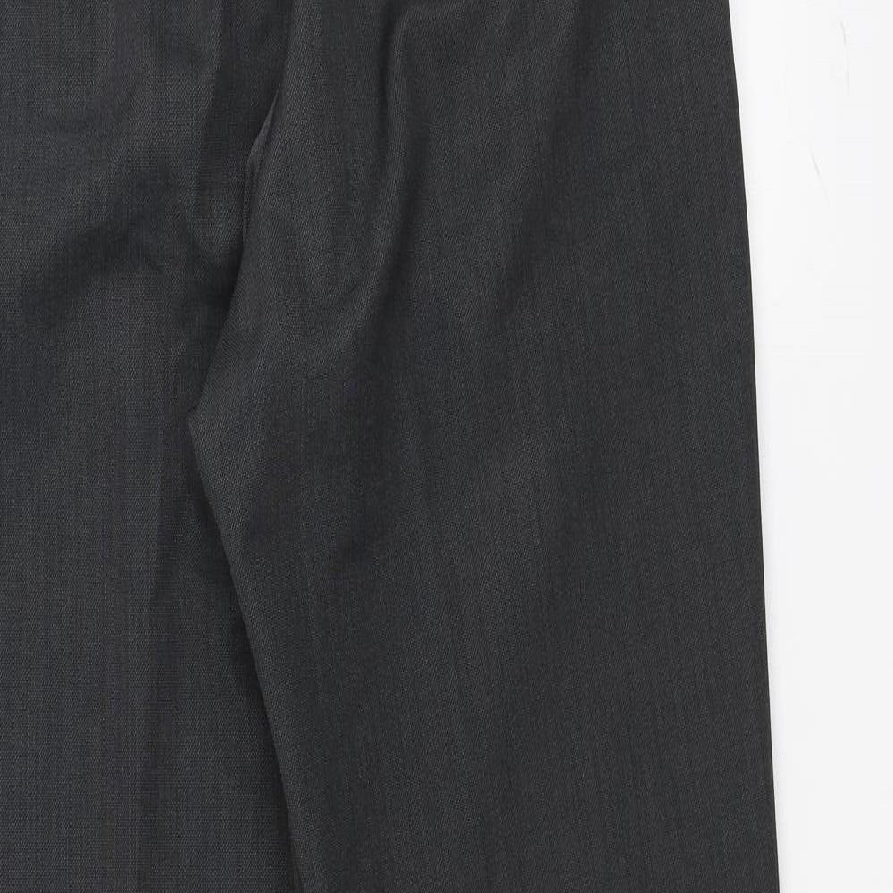 Brand and care label for Marks & Spencer women’s grey dress pants trousers, size UK 32, 30-inch leg