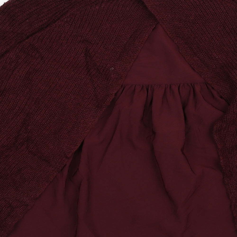 Brand and care label for Marks & Spencer women’s red jumper, size UK 14