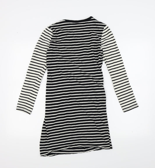 Topshop Womens Black Striped A-Line Size 10