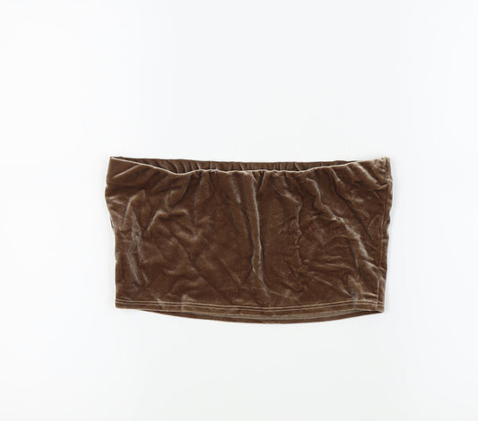 Miss Guided Womens Brown Velvet Cropped Tank Size 10