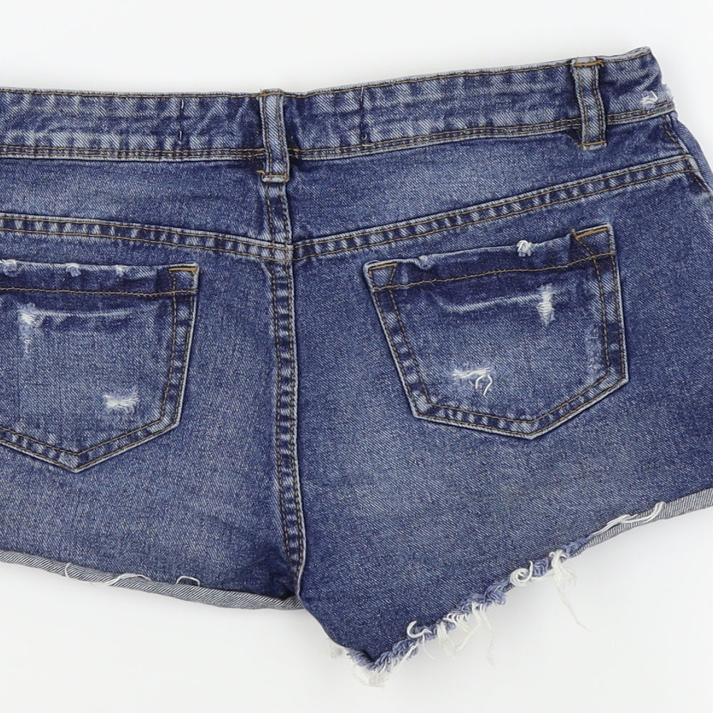 Denim & Co. Womens Blue Cut-Off Shorts Size 8