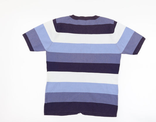 Yifan & alessia Womens Blue Striped Basic Button-Up Size M