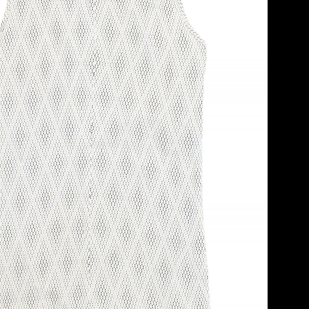 Brand and care label for Preworn women’s beige argyle/diamond tunic blouse, size UK 12