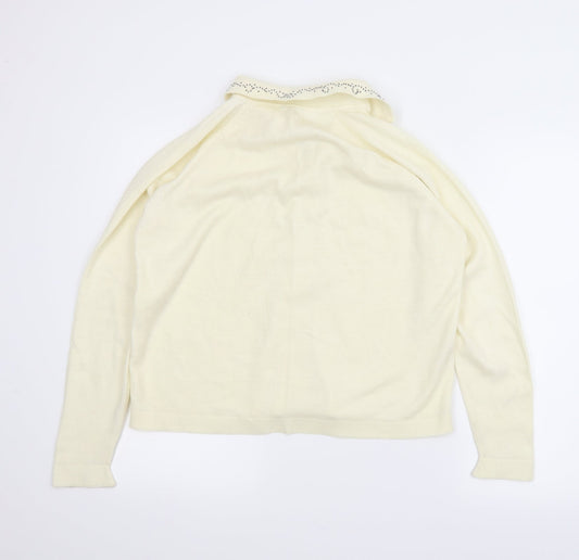 Draylon Womens Ivory Cardigan Jumper Size M