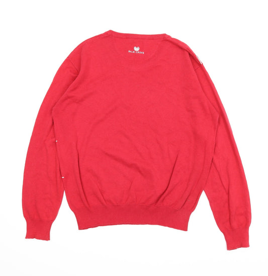 Palm Grove Mens Red Striped Pullover Jumper Size L
