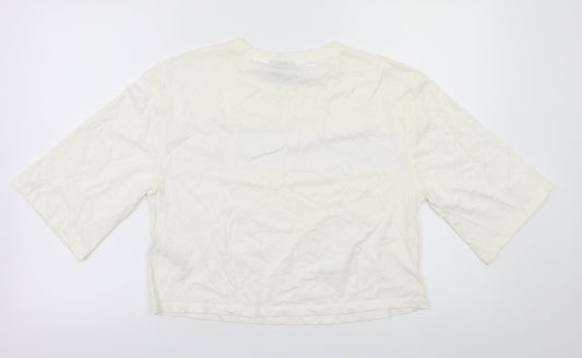 Topshop Womens White Floral Basic T-Shirt Size 10