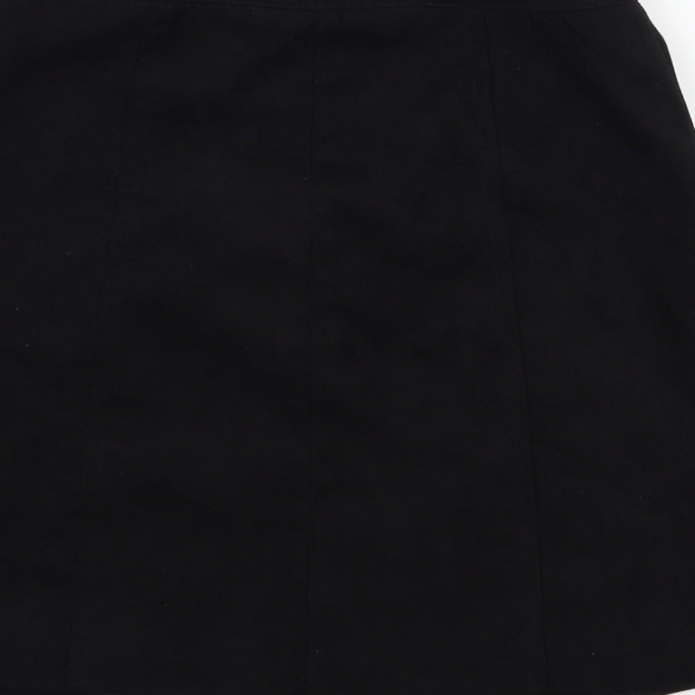 Brand and care label for H&M women’s black a-line skirt, size UK 8