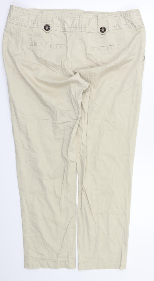 Flame Womens Beige Trousers Size 16 L28 in