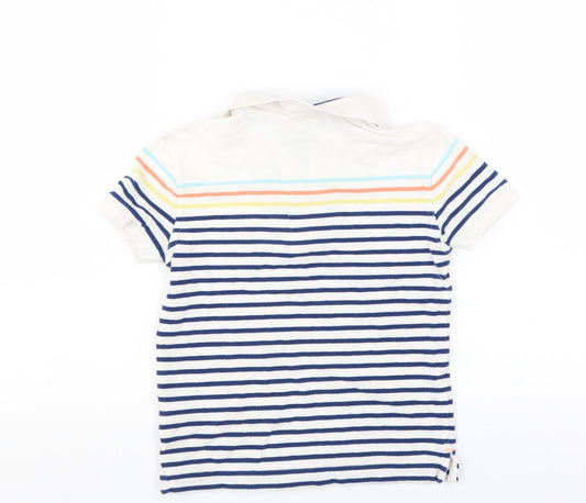 Marks and Spencer Boys White Striped Basic Polo Size 5-6 Years