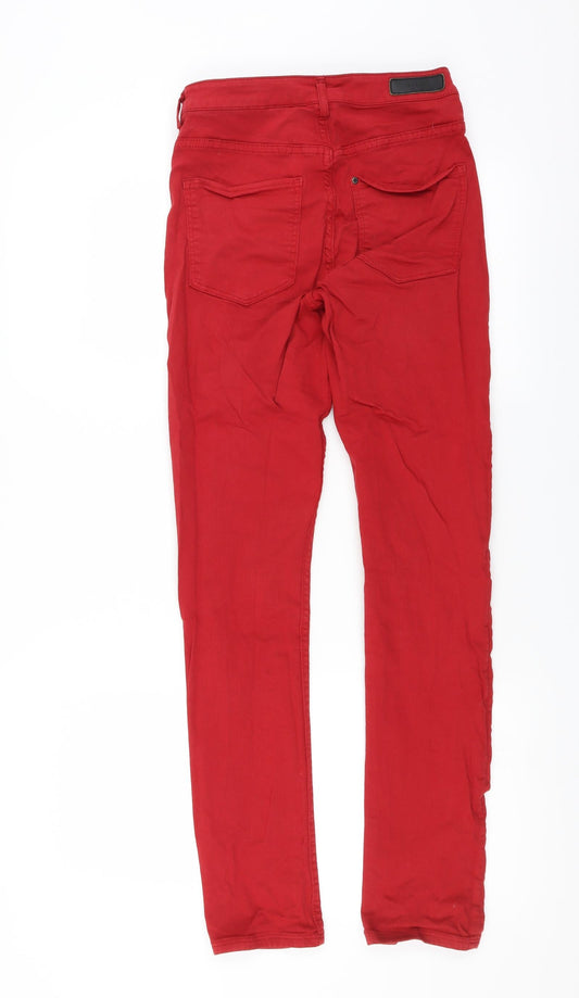H&M Womens Red Denim Skinny Jeans Size 27 in L30 in - skinny high rise