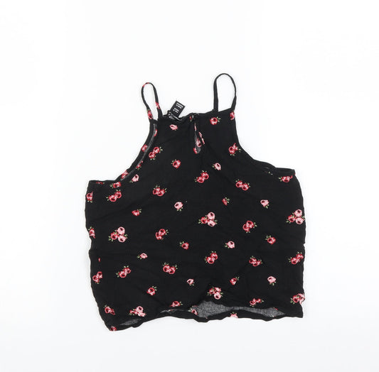 New Look Girls Black Floral Basic Blouse Size 10 Years
