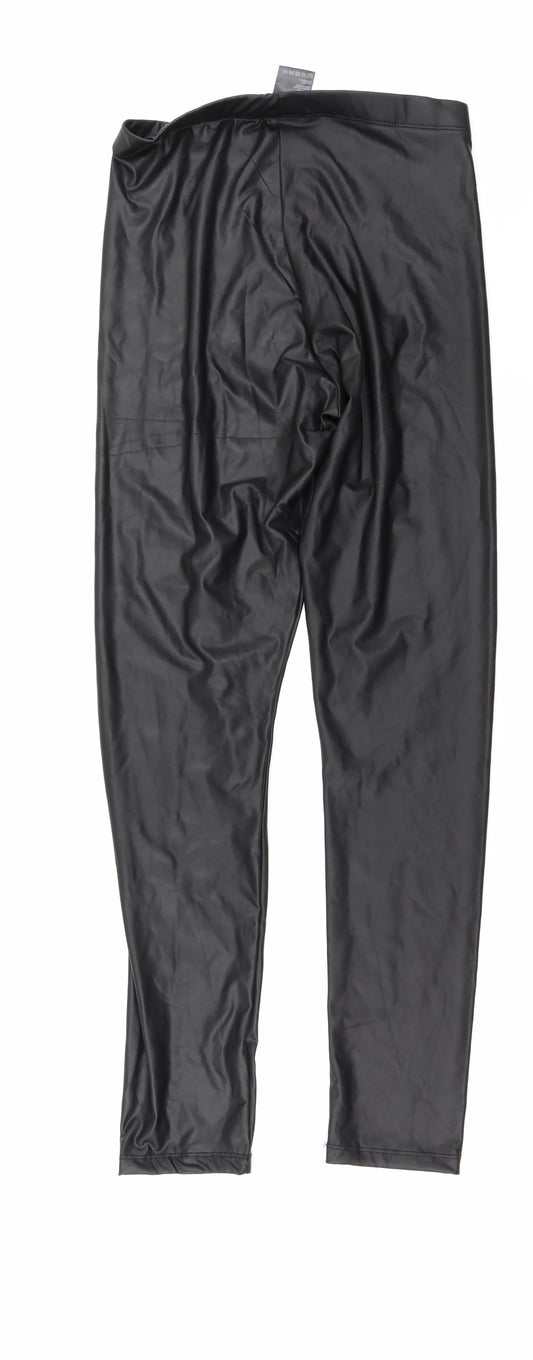 H&M Womens Black Carrot Leggings Size S L29 in - Leather Effect