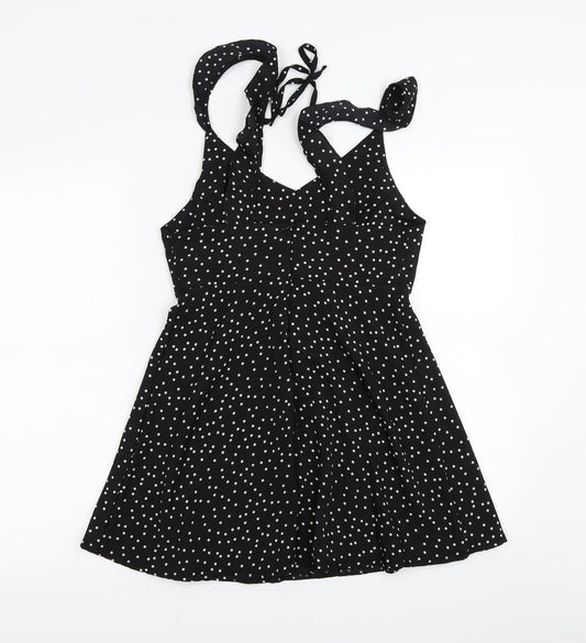 Preworn Womens Black Polka Dot Chiffon Camisole Blouse Size M