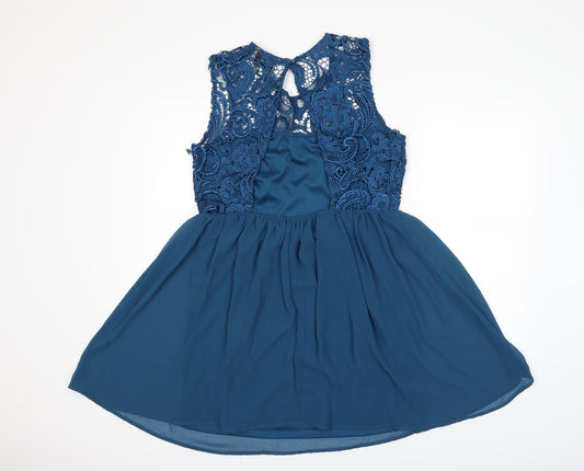 evie Womens Blue Fit & Flare Size 10