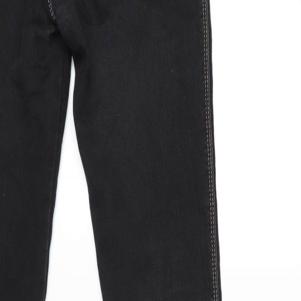 Brand and care label for JUST women’s black denim skinny jeans, size UK 30, in, 32-inch leg