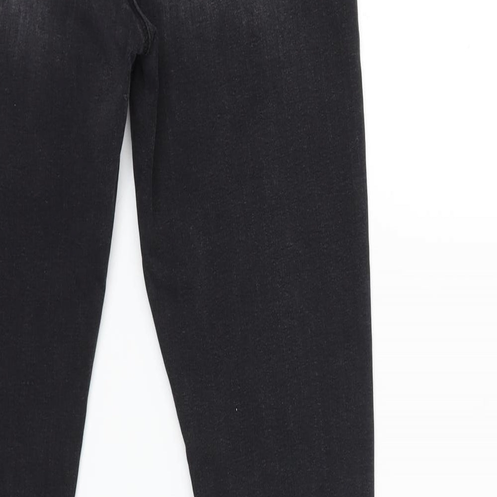 Brand and care label for Denim & Co. women’s black denim skinny jeans, size UK 10, 28-inch leg