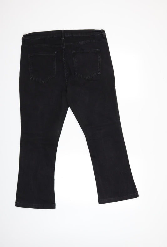 Preworn Womens Black Denim Bootcut Jeans Size 14 L25 in