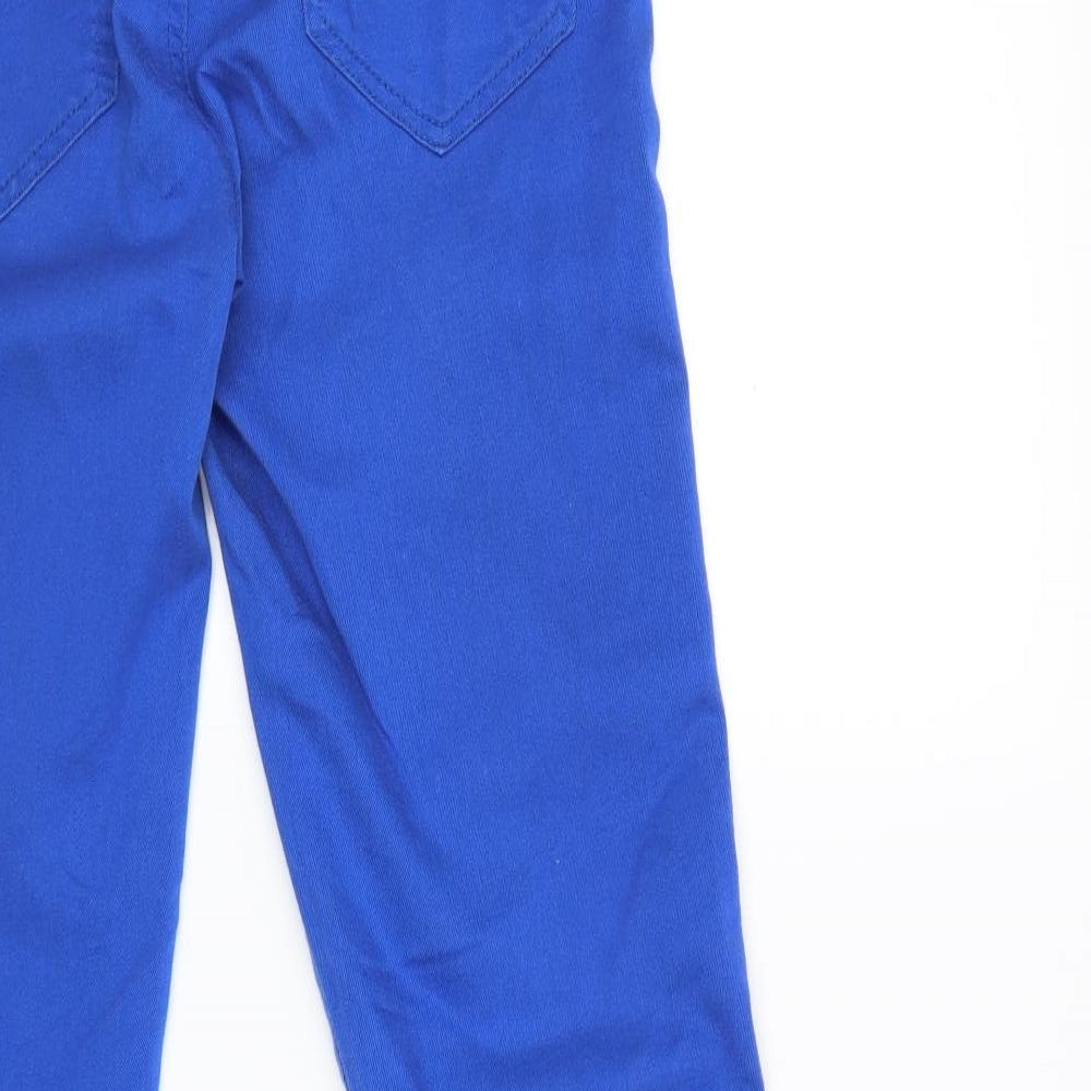 Brand and care label for Yes Yes women’s blue denim skinny jeans, size UK 10, 30-inch leg