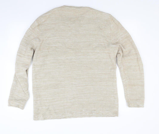 TU Mens Beige Knit Pullover Jumper Size L