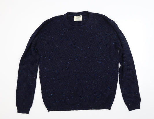 Buton Mens Blue Knit Pullover Jumper Size XL