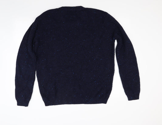 Buton Mens Blue Knit Pullover Jumper Size XL