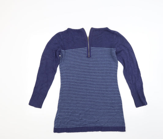 M&Co Womens Blue Striped Knit Jumper Dress Size M