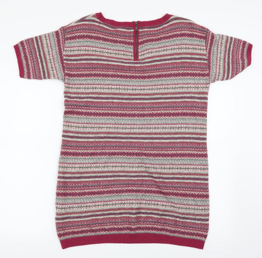 M&S Womens Pink Herringbone Pullover Jumper Size 10