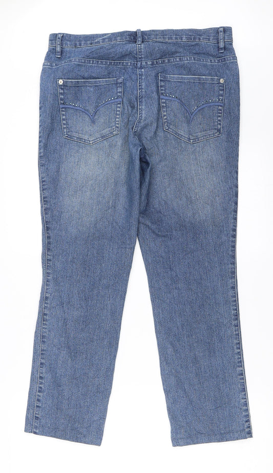 Vianni Womens Blue Denim Straight Jeans Size 40 L27 in