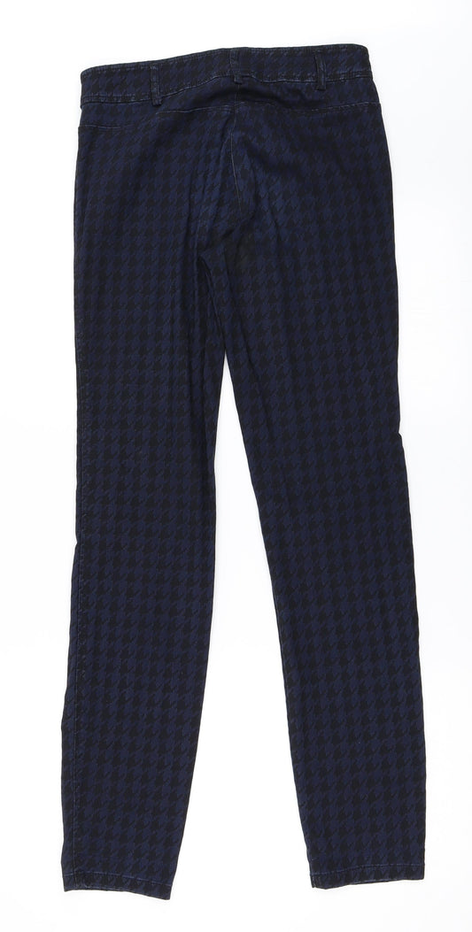 ZERRES Womens Blue Houndstooth Skinny Jeans Size 36 L31 in