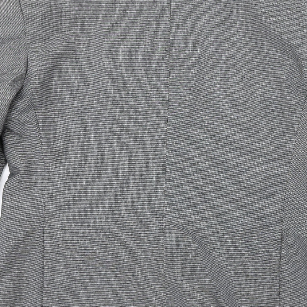 Brand and care label for Burton men’s grey jacket suit jacket, size 36
