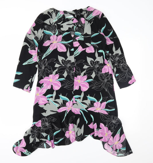 River Island Womens Black Floral Shift Size 8