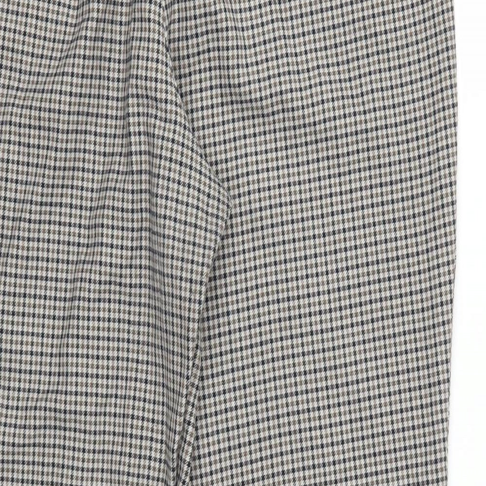 H&M Womens Brown Check Trousers Size 16 L25 in
