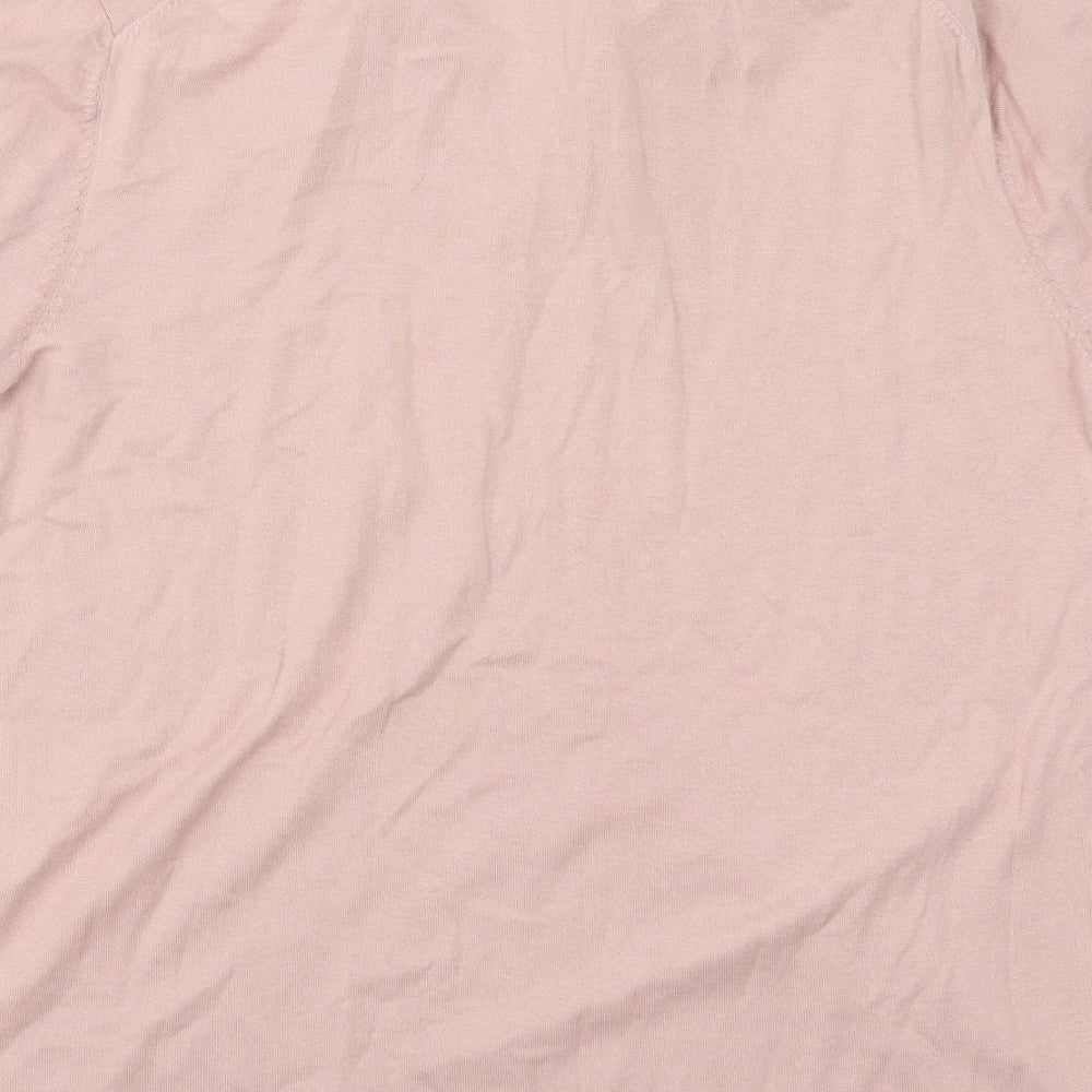 Brand and care label for H&M men’s pink polo, size XL