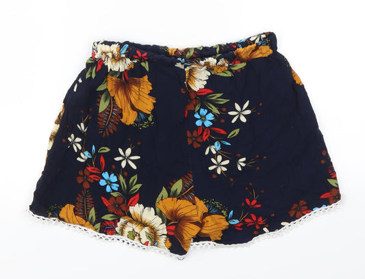 Preworn Womens Blue Floral Mom Shorts Size M