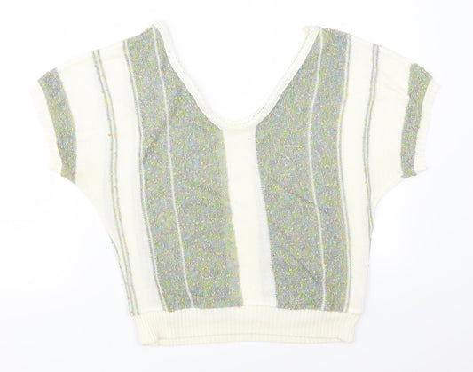 Preworn Womens Green Striped Pullover Jumper Size 16
