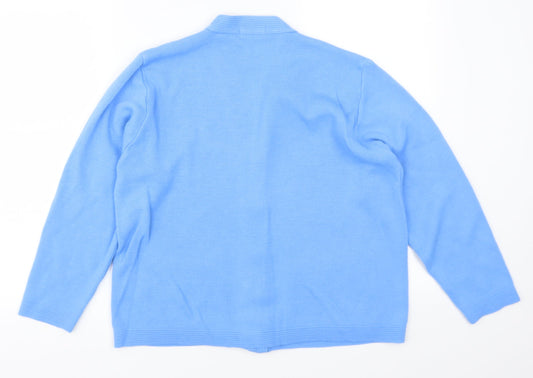 Care Womens Blue Cardigan Jumper Size M - Flowers
