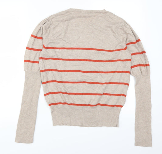 Dorothy Perkins Womens Beige Striped Pullover Jumper Size 16 - Orange Stripes