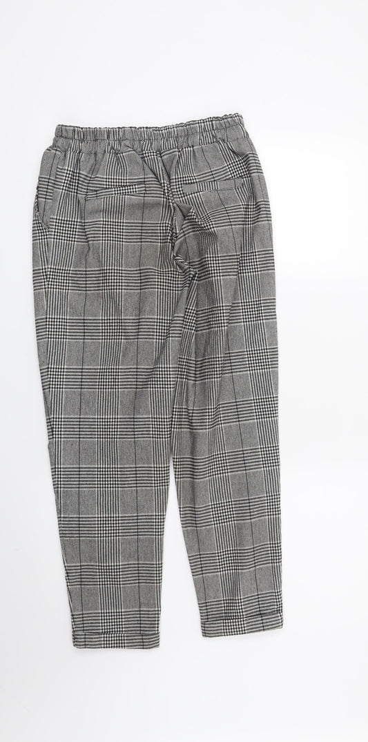 Boohoo Womens Black Houndstooth Trousers Size 10 L25 in