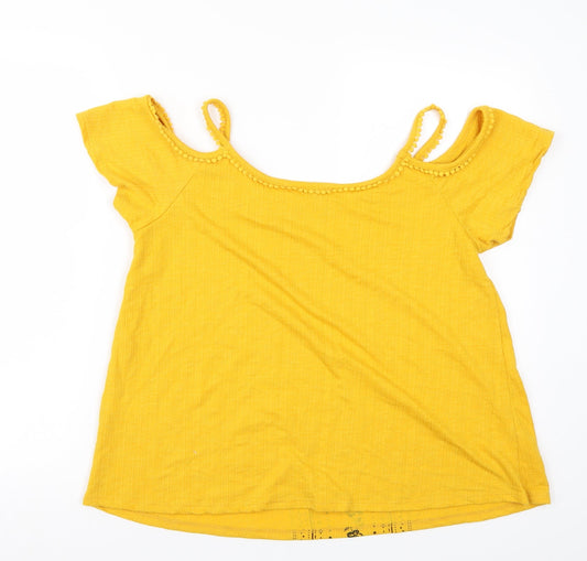 Papaya Womens Yellow Floral Basic Tank Size 12
