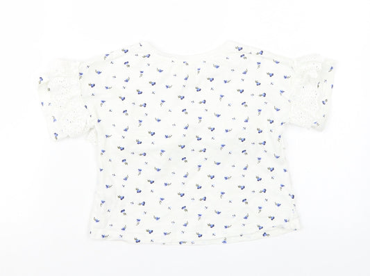 NEXT Girls White Floral Basic T-Shirt Size 5 Years