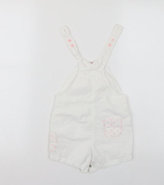 NEXT Girls White Floral Dungaree One-Piece Size 3-6 Months